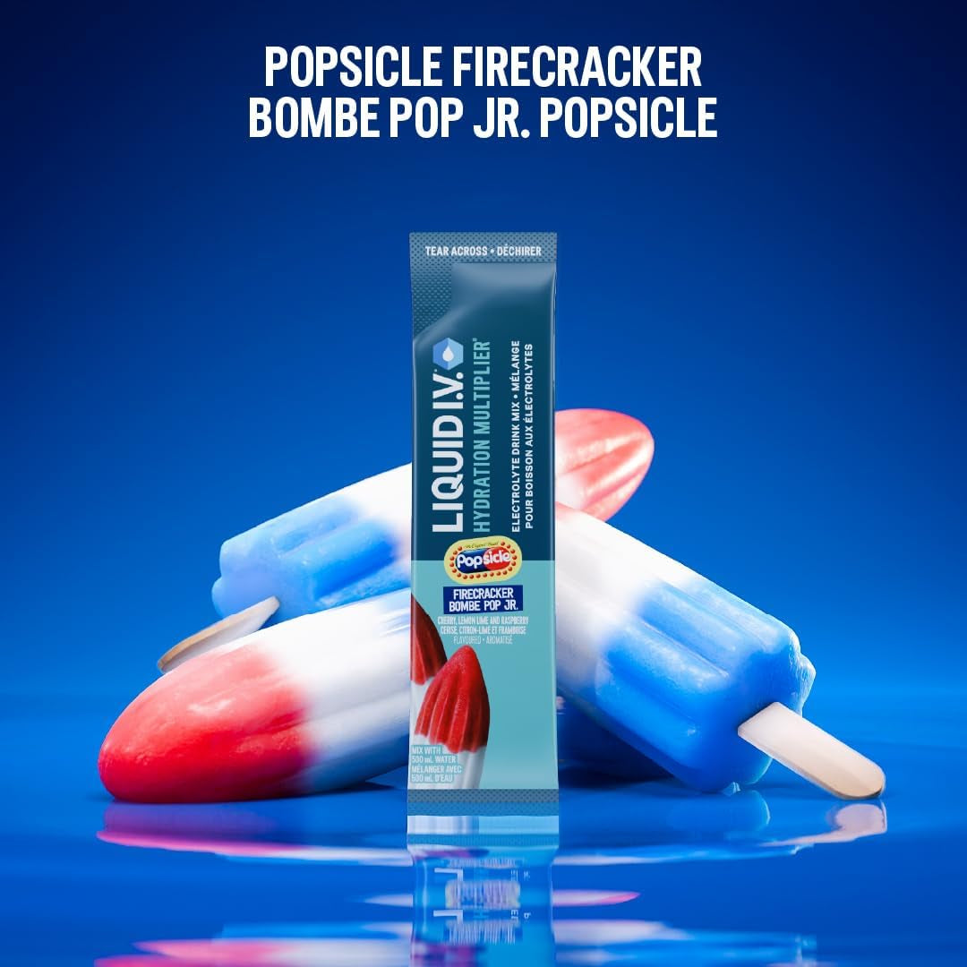 Hydration Multiplier Electrolyte Drink Mix - Enhanced Hydration Electrolyte Powder with Vitamins B3, B5, B6, B12 and C -18X On-The-Go Sticks for Workout and Travel - Firecracker
