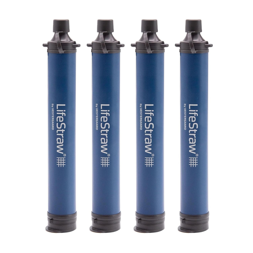 Personal Water Filter for Hiking, Camping, Travel, Emergency Preparedness, and Disaster Relief, 4 Pack, Navy