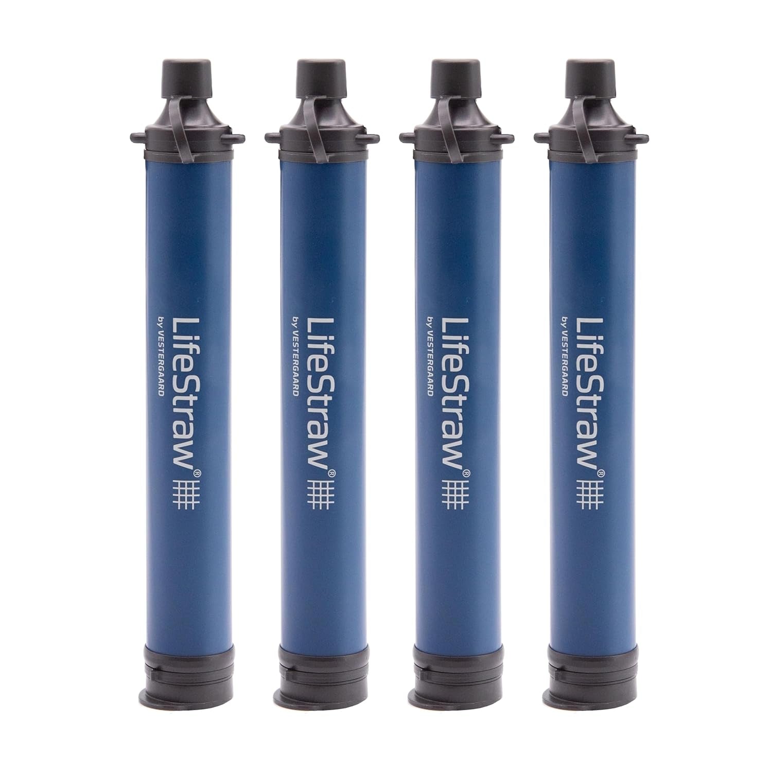 Personal Water Filter for Hiking, Camping, Travel, Emergency Preparedness, and Disaster Relief, 4 Pack, Navy
