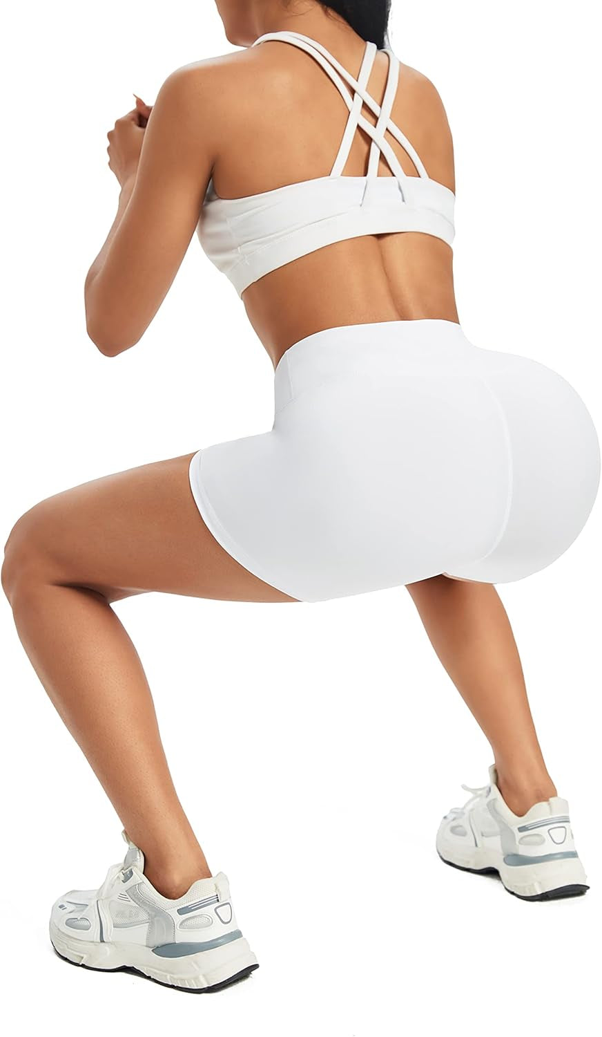 Biker Shorts Women High Waist Yoga Shorts with Pockets Non See-Through Workout Running Shorts