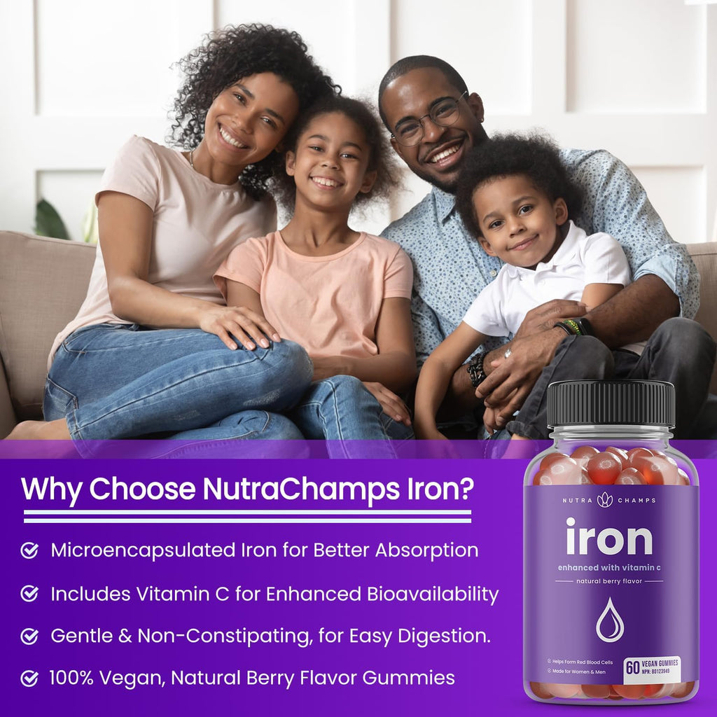 Iron Gummies 20Mg per Serving | Chewable Iron Supplement with Vitamin C for Gentle Absorption | for Women, Kids & Toddlers | Prenatal Gummy Supplement for Energy & Immune Support | Vegan & Non-Gmo | 120 Gummies