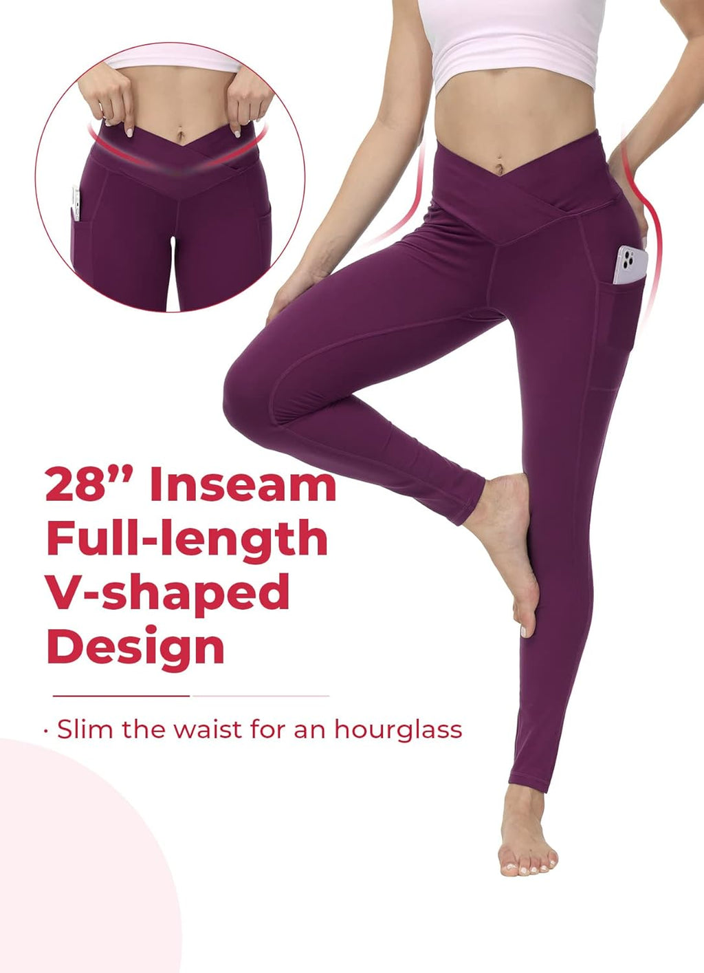 Leggings for Women with 3 Pockets Buttery Soft High Waisted Yoga Pants Non-See-Through Full-Length Tights