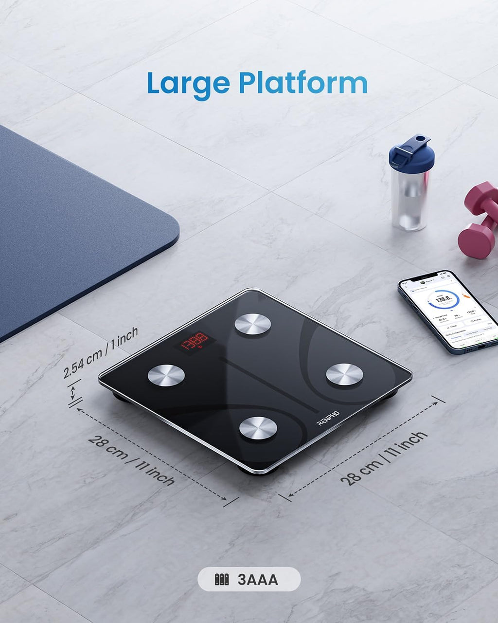 Body Fat Scale, Smart Scale for Body Weight, BMI Digital Bathroom Weight Scale, Body Measurements with Smartphone App Sync with Bluetooth, 400 Lbs - Black, Elis 1
