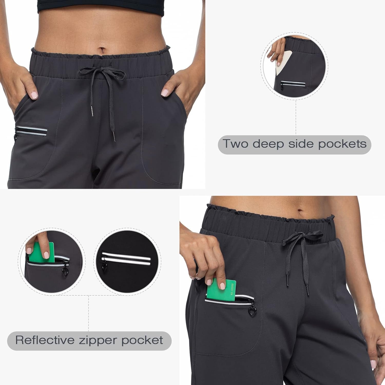 Joggers for Women with Pockets Elastic Waist Workout Sport Gym Pants Comfy Lounge Yoga Running Pants