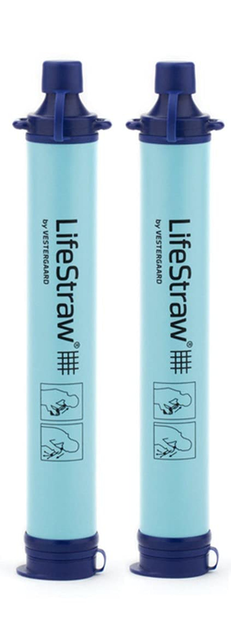 Personal Water Filter for Hiking Camping Travel & Emergency Preparedness (Pack of 2)