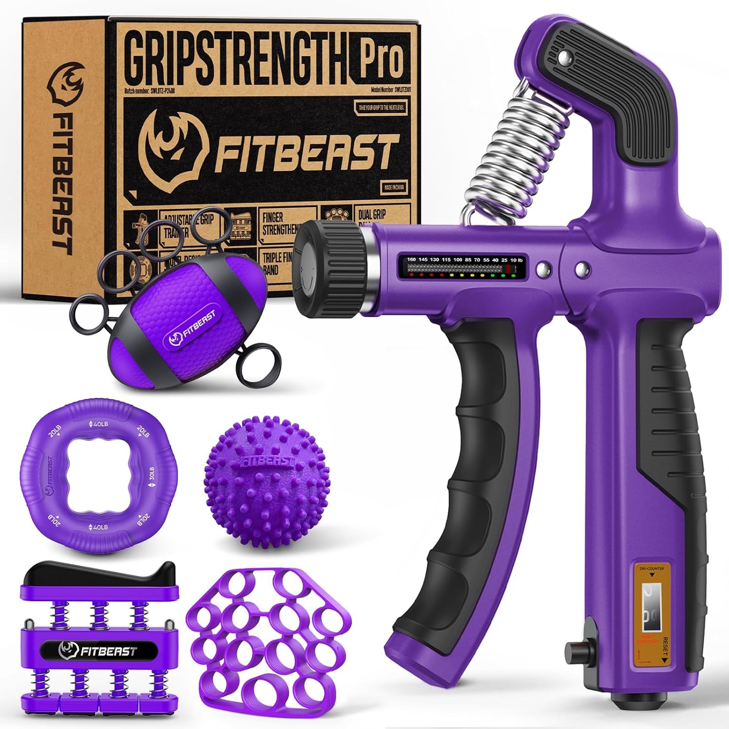 Grip Strength Trainer, Hand Gripper Strengthener Kit - 6 Pack with Adjustable Resistance Forearm Strengthener, Forearm Exerciser and Massage Balls for Hand Therapy, Grip Training