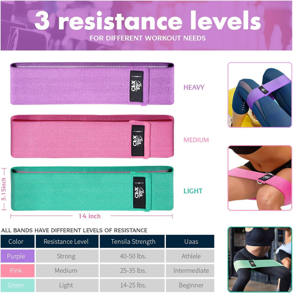 Resistance Bands 3 Sets, Premium Exercise Loops with Non-Slip Design for HIPS & Glutes, 3 Resistance Level Workout Booty Bands for Women and Men