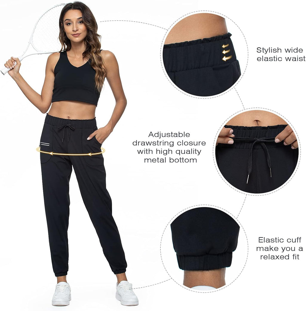 Joggers for Women with Pockets Elastic Waist Workout Sport Gym Pants Comfy Lounge Yoga Running Pants