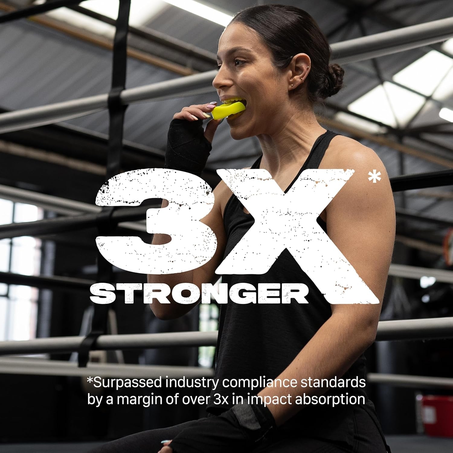 Mouthguard Strapless Slim Fit, Adults and Junior with Case for Boxing, Basketball, Football, MMA, Martial Arts, Hockey and All Contact Sports (Junior (<11 Years), Yellow)