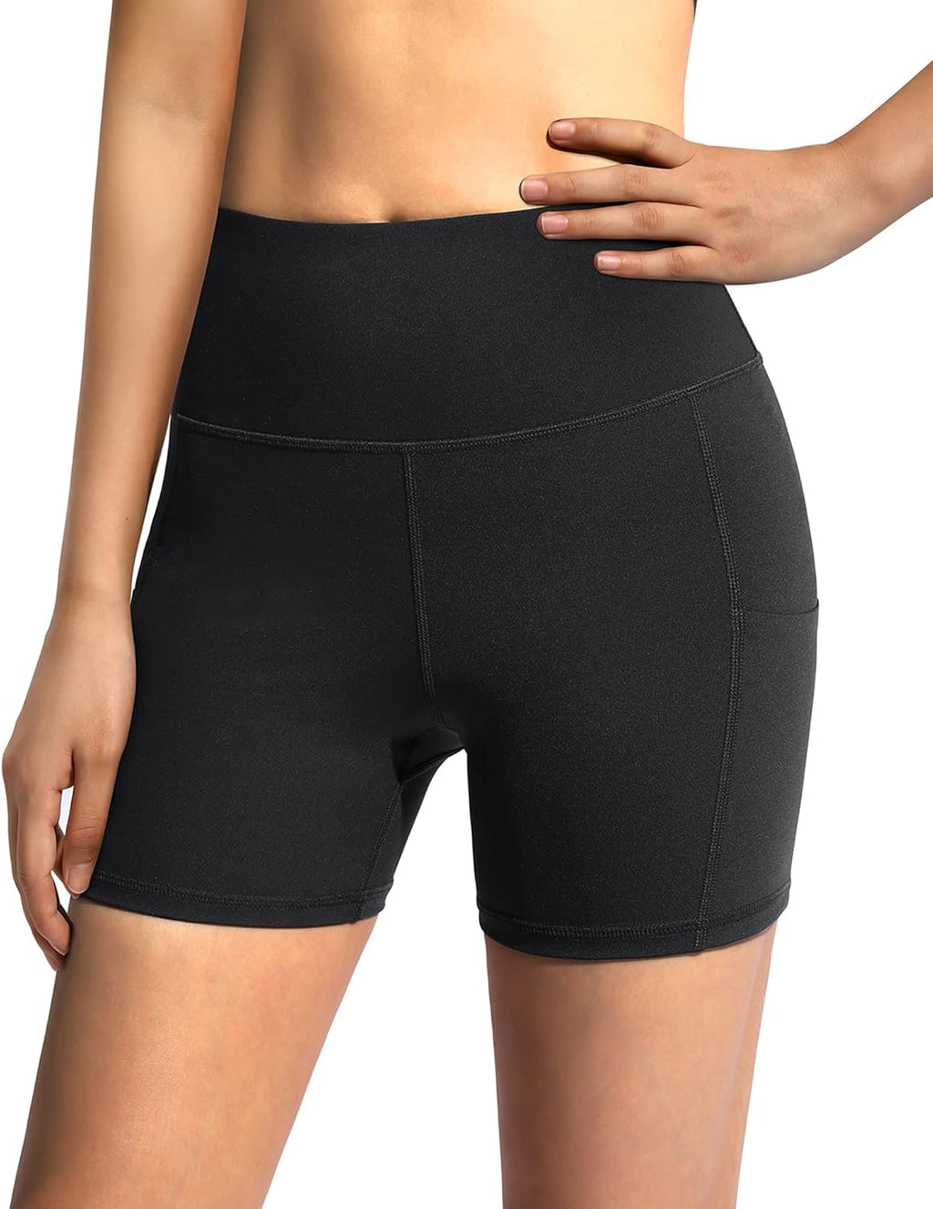 High Waist Yoga Shorts with Pockets Biker Shorts for Women Running Workout Shorts Leggings