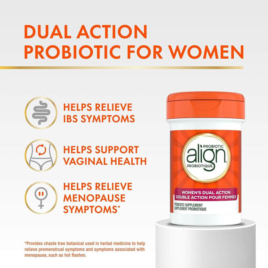 Probiotic, Women'S Dual Action, Multi-Strain Probiotic, with Chaste Tree, Soothes Occasional Abdominal Discomfort, Gas, Bloating, 28 Capsules