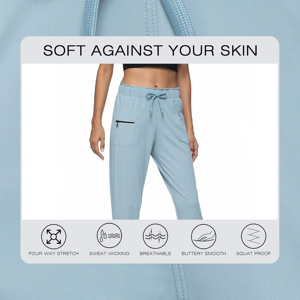Joggers for Women with Pockets Elastic Waist Workout Sport Gym Pants Comfy Lounge Yoga Running Pants