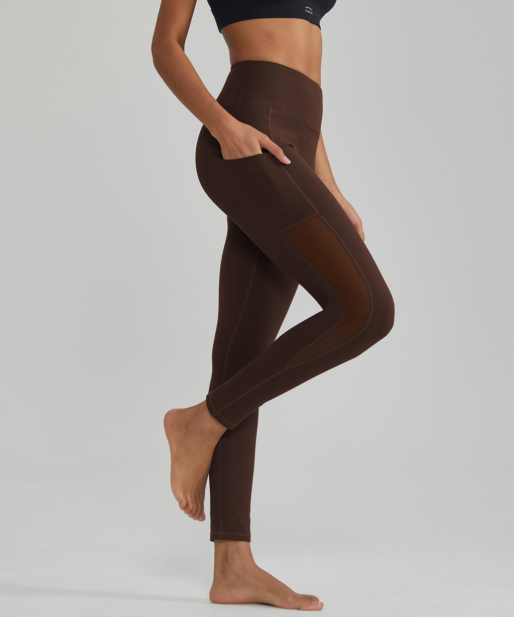 Leggings for Women Mesh Yoga Pants with Pockets Gym Workout Running
