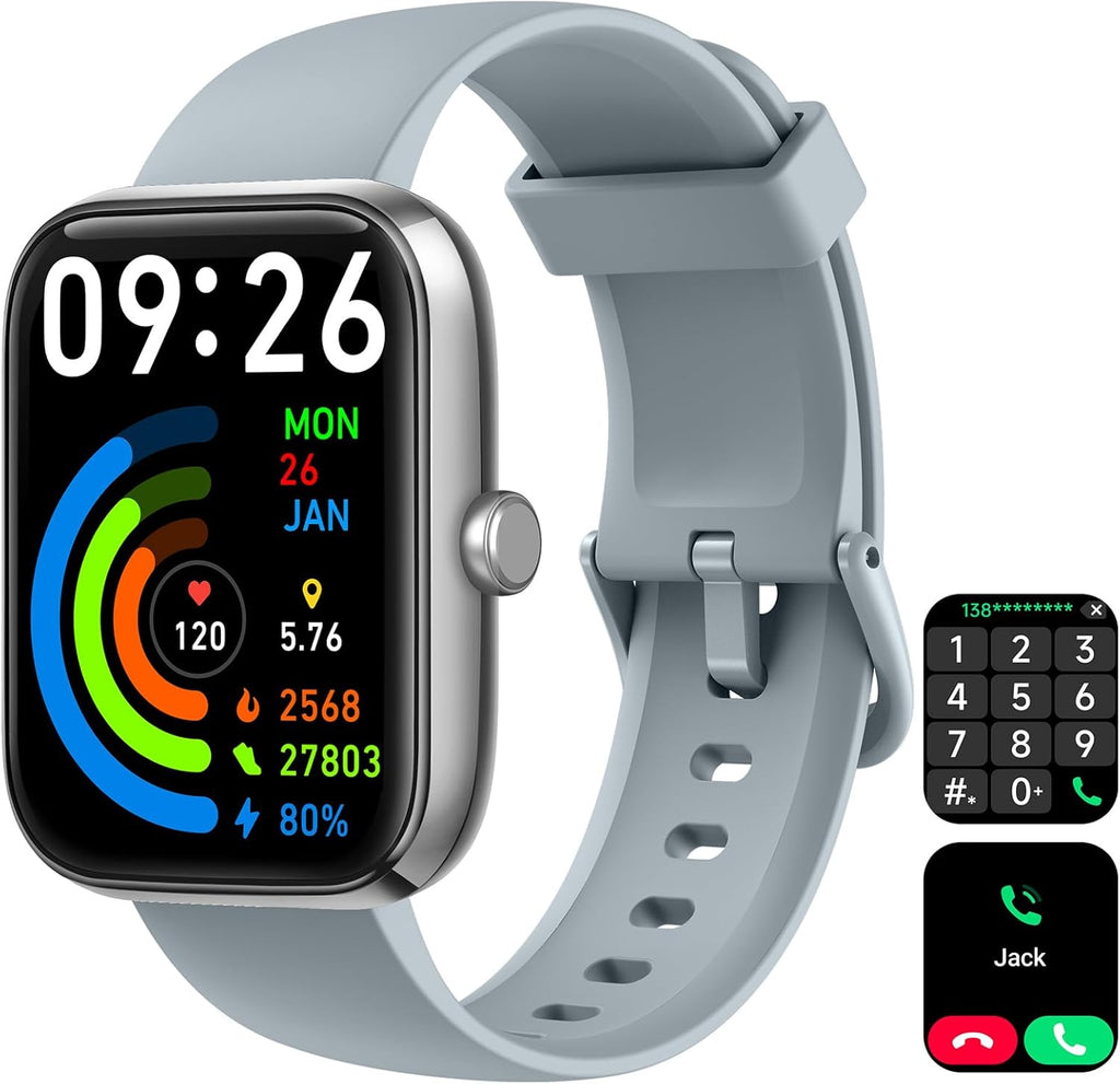 Smart Watch for Men Women with Bluetooth Call, Alexa Built-In, Heart Rate & Sleep Monitor, 1.83" DIY Dial Fitness Watch with 100+ Sport Modes, IP68 Waterproof, Compatible with Android Ios