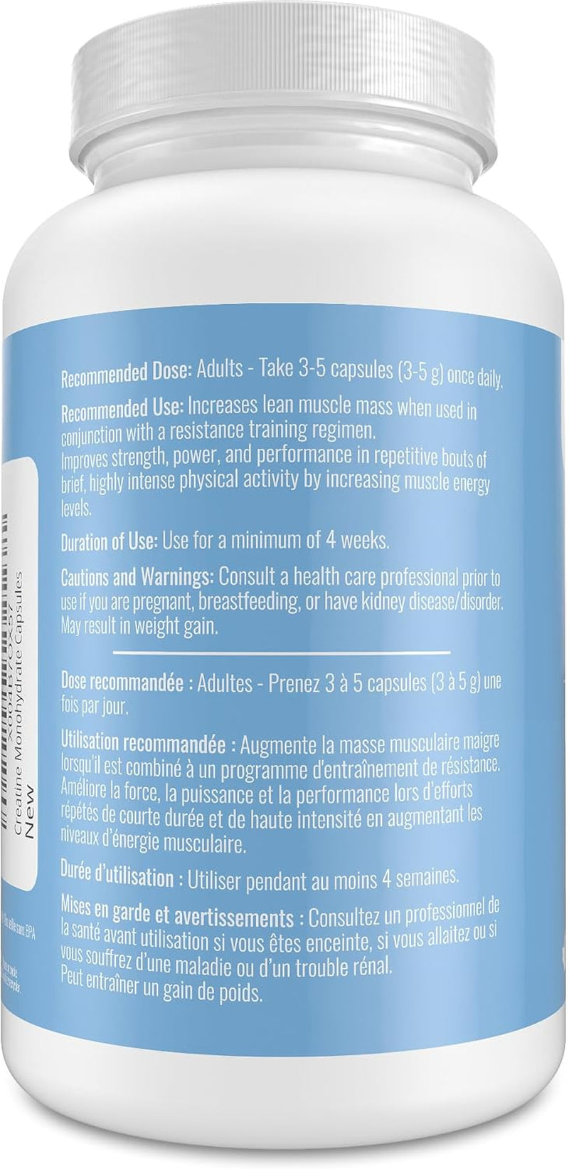 Creatine Capsules - 100% Creatine Monohydrate 1000 Mg X 150 Pills (3-5 G Serving) - Made in Canada - Premium Strength and Muscle Growth Supplement by