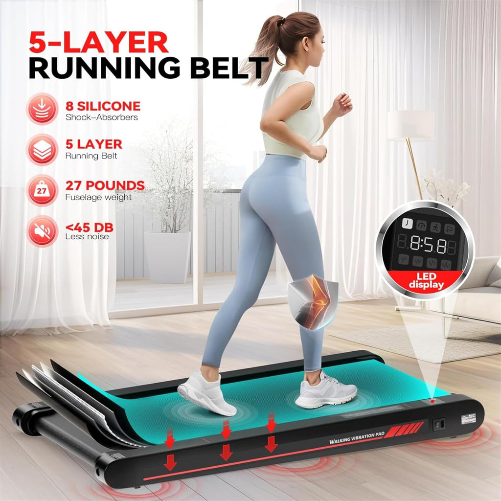 4 in 1 Walking Vibration Pad Treadmill, Walking Treadmill Pad for Home with Remote Control and APP