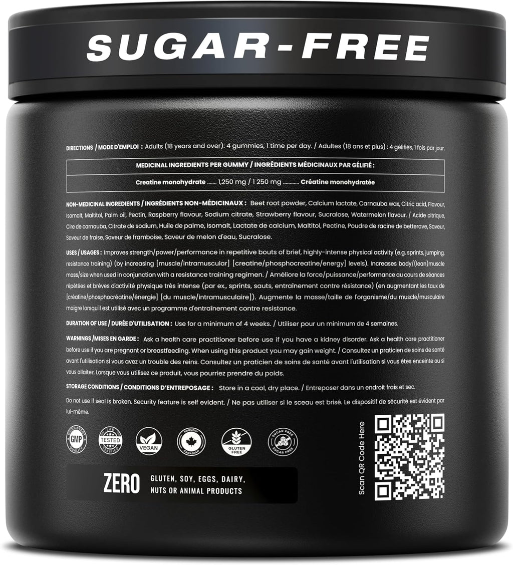 Creatine Monohydrate Gummies 5000Mg | Chewable Gummies for Men & Women | Sugar-Free Chewable Creatine Gummy Supplement for Muscle Recovery, Performance & Strength | 120 Gummies | 1250 Mg per Gummy