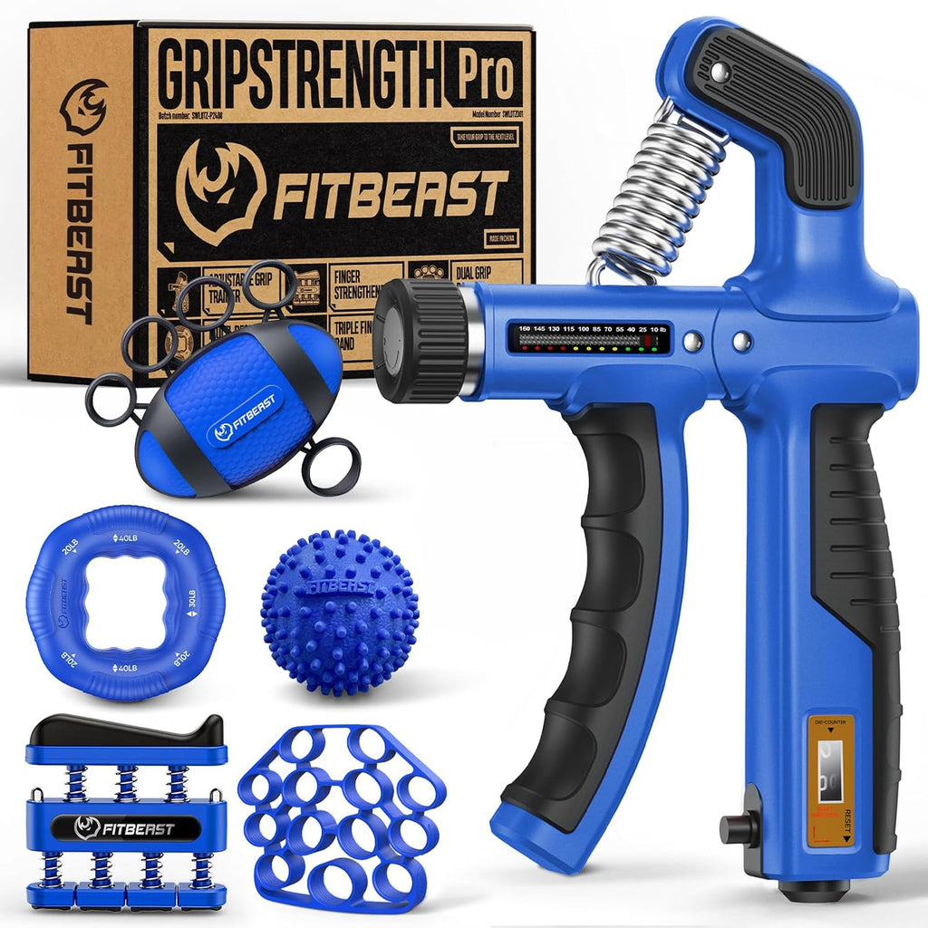 Grip Strength Trainer, Hand Gripper Strengthener Kit - 6 Pack with Adjustable Resistance Forearm Strengthener, Forearm Exerciser and Massage Balls for Hand Therapy, Grip Training