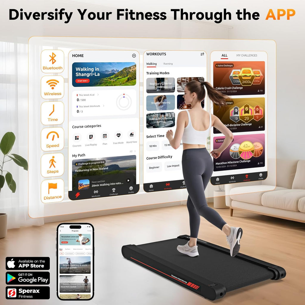 4 in 1 Walking Vibration Pad Treadmill, Walking Treadmill Pad for Home with Remote Control and APP