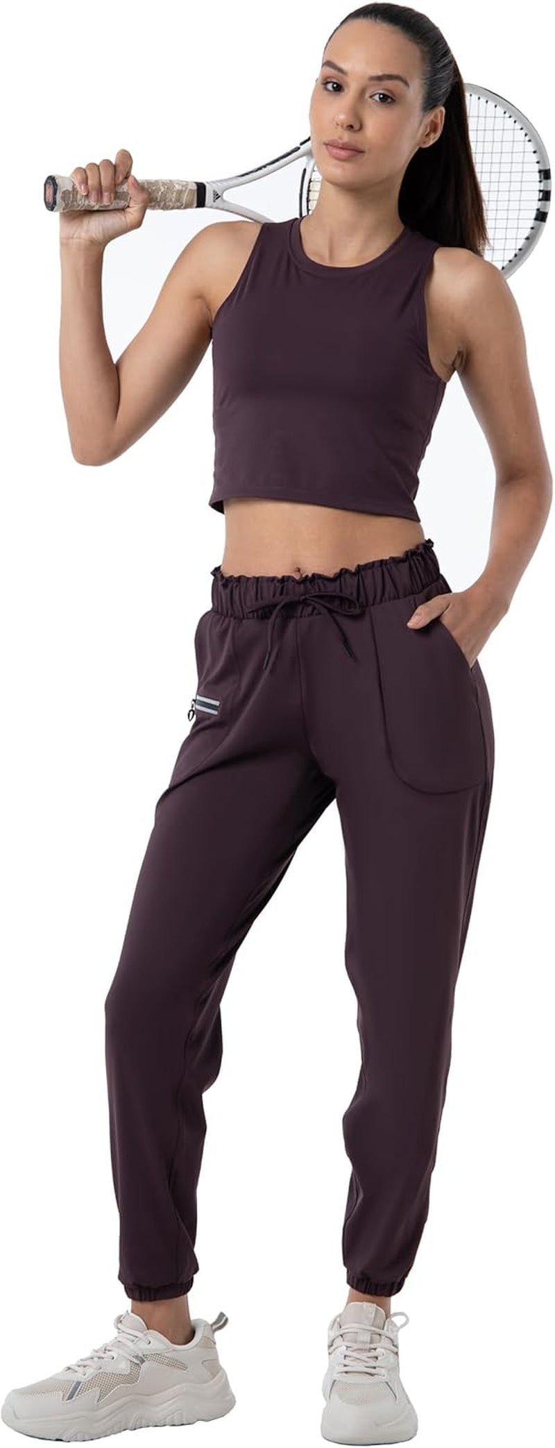 Joggers for Women with Pockets Elastic Waist Workout Sport Gym Pants Comfy Lounge Yoga Running Pants