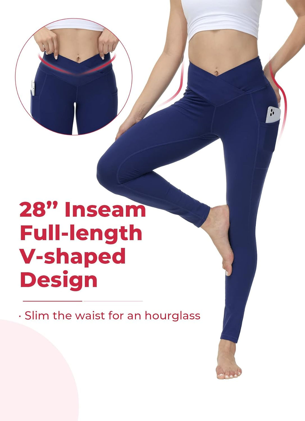Leggings for Women with 3 Pockets Buttery Soft High Waisted Yoga Pants Non-See-Through Full-Length Tights