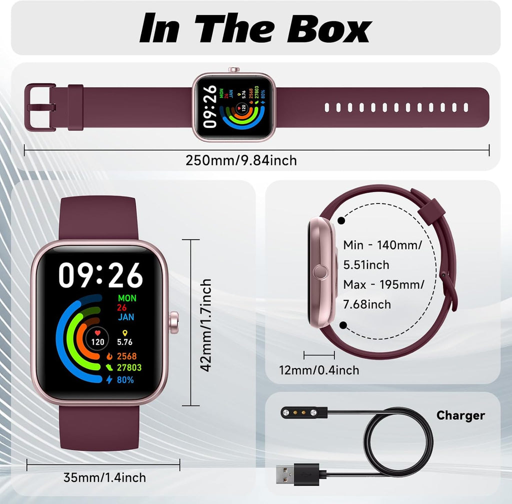 Smart Watch for Men Women with Bluetooth Call, Alexa Built-In, Heart Rate & Sleep Monitor, 1.83" DIY Dial Fitness Watch with 100+ Sport Modes, IP68 Waterproof, Compatible with Android Ios