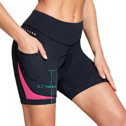 5" Bike Shorts Women 4D Padded Pockets Cycling Shorts Mountain Biking Bicycle Spin Gel UPF50+