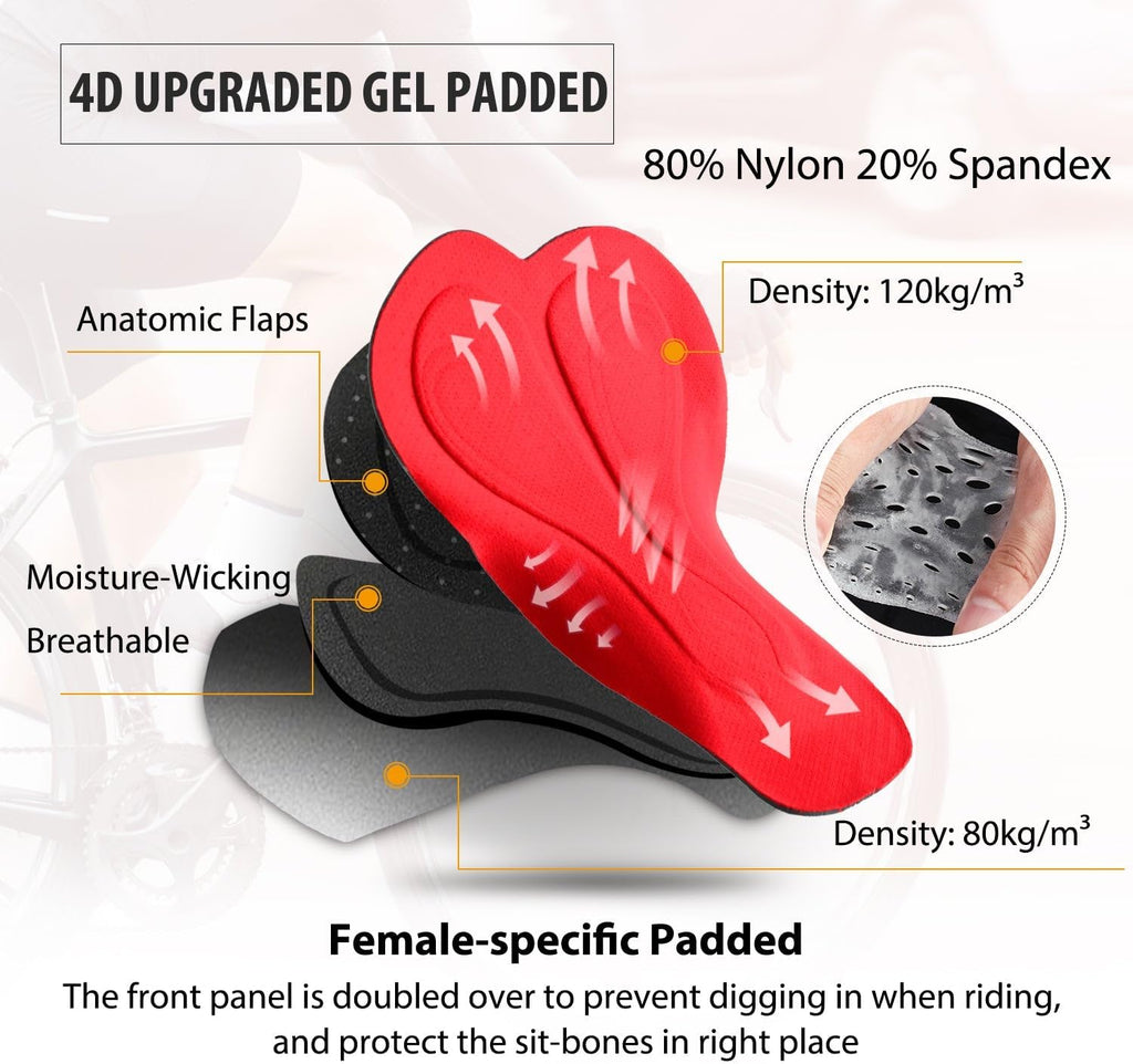5" Bike Shorts Women 4D Padded Pockets Cycling Shorts Mountain Biking Bicycle Spin Gel UPF50+