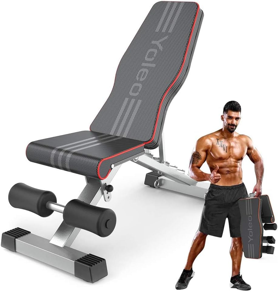 Weight Bench, 660LBS Adjustable/Foldable Strength Training Bench, Utility Incline/Decline Workout Equipment, Gym Equipment for Full Body Workout with Fast Folding