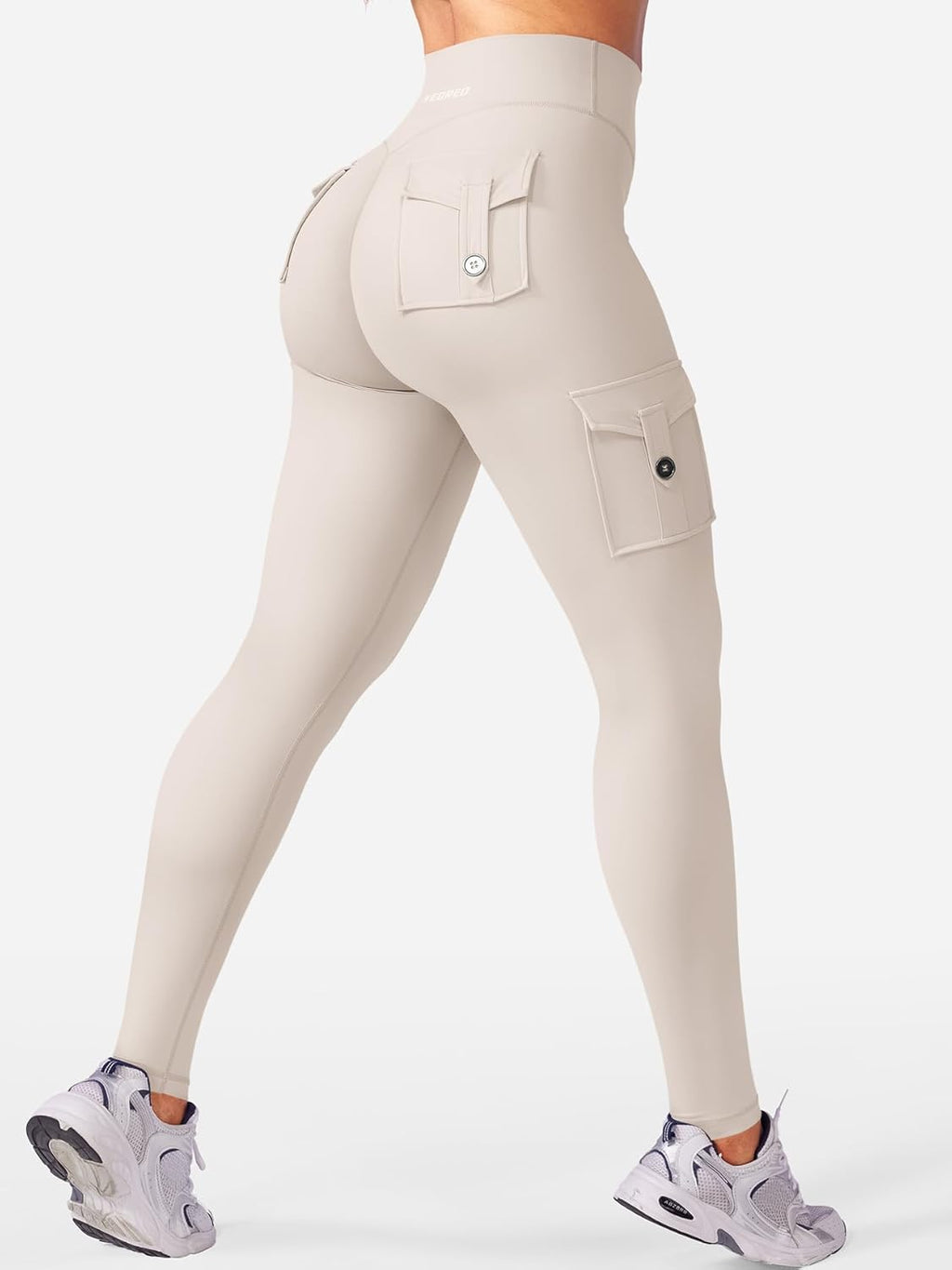 Workout Cargo Leggings with Pockets for Women No Front Seam Hidden Scrunch Hedda Leggings Compression Gym Yoga Pants