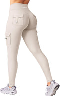 Workout Cargo Leggings with Pockets for Women No Front Seam Hidden Scrunch Hedda Leggings Compression Gym Yoga Pants
