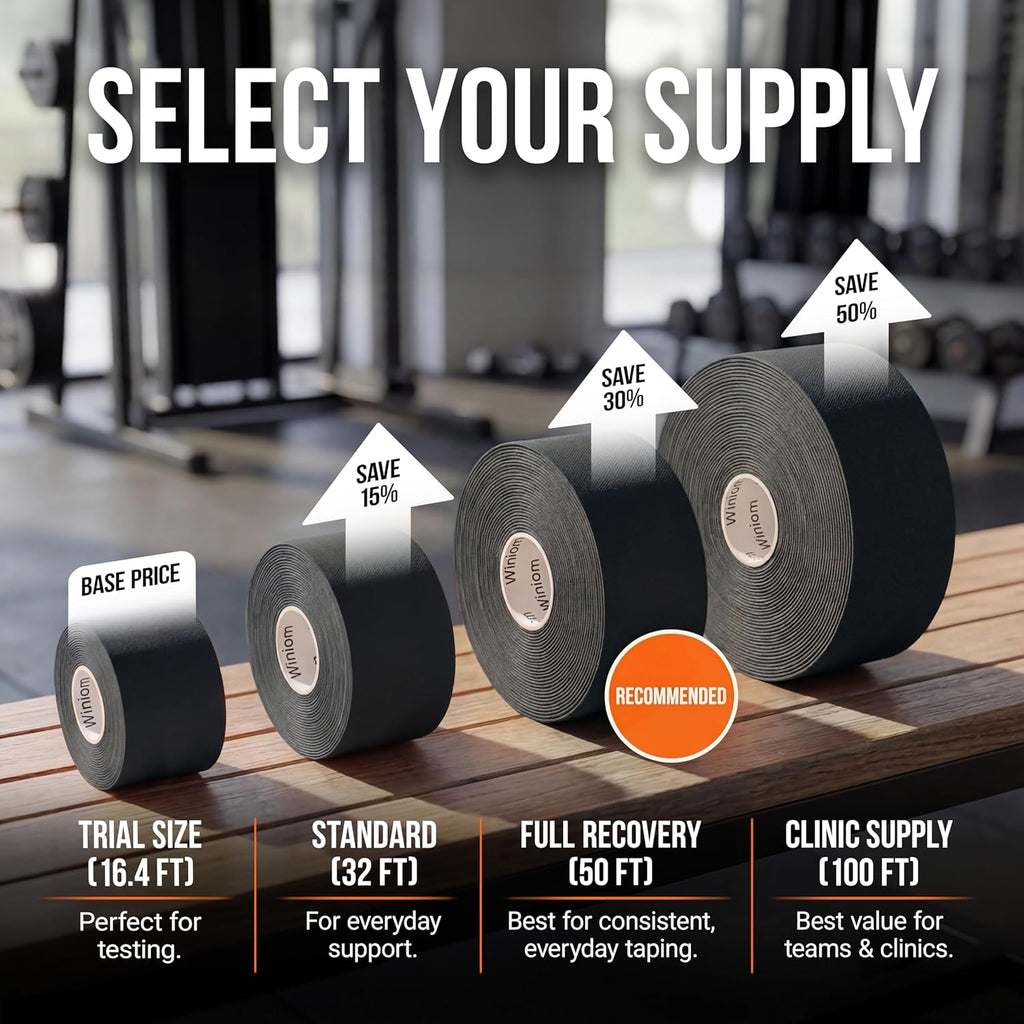 Kinesiology Tape-Incredible Support for Athletic Sports and Recovery+Free Taping Guide - Uncut 2 Inch 16.4 Feet Roll (Midnight Black + Free Taping Guide, Pack of 1)