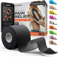 Kinesiology Tape-Incredible Support for Athletic Sports and Recovery+Free Taping Guide - Uncut 2 Inch 16.4 Feet Roll (Midnight Black + Free Taping Guide, Pack of 1)