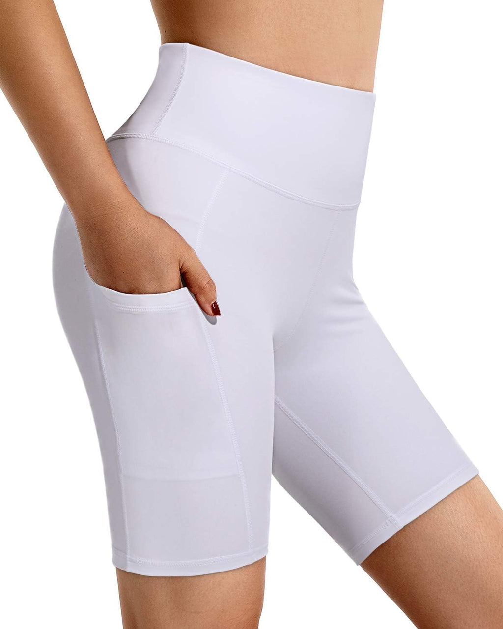 High Waist Yoga Shorts with Pockets Biker Shorts for Women Running Workout Shorts Leggings