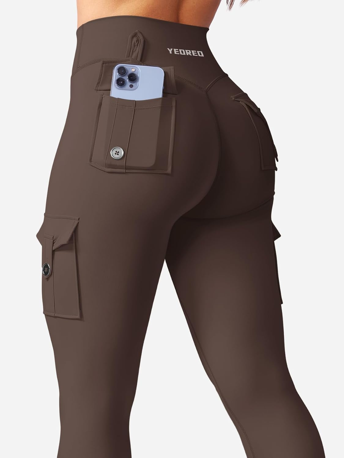 Workout Cargo Leggings with Pockets for Women No Front Seam Hidden Scrunch Hedda Leggings Compression Gym Yoga Pants