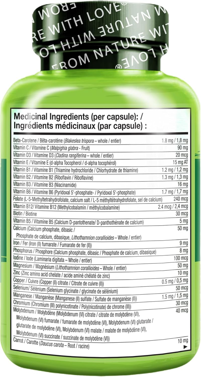 One Daily Multivitamin for Women - Energy Support - Whole Food Supplement to Nourish Hair, Skin, Nails - Non-Gmo - No Soy - Gluten Free - 60 Capsules - 2 Month Supply