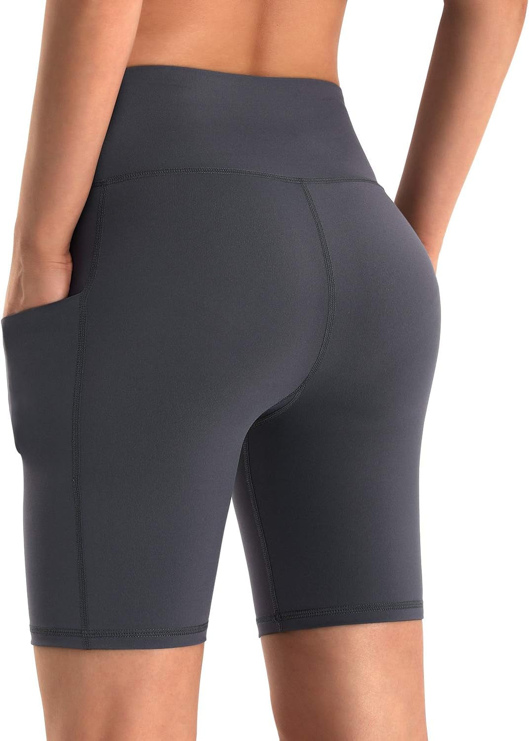 Biker Shorts Women High Waist Yoga Shorts with Pockets Non See-Through Workout Running Shorts