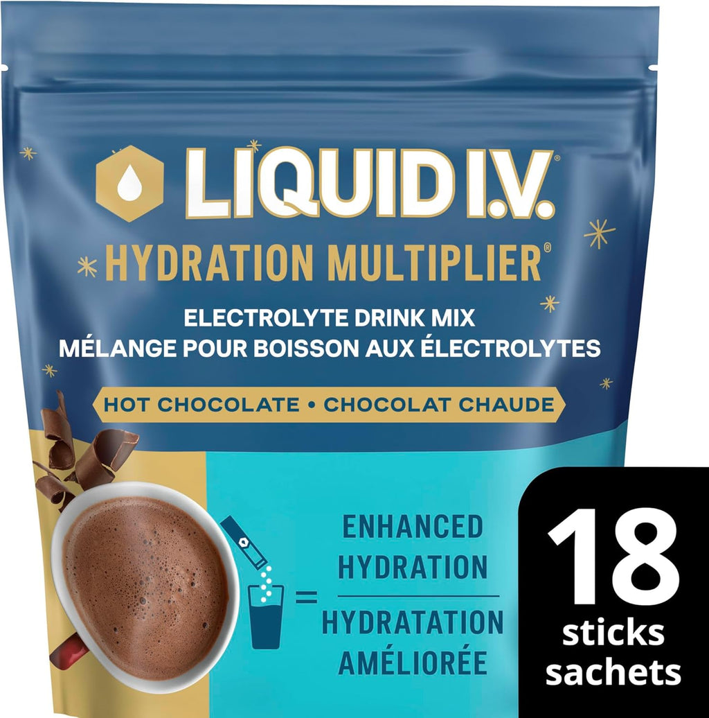 Hydration Multiplier Electrolyte Drink Mix, Hot Chocolate Limited Edition Electrolyte Powder Drink Mix, 18 Servings (1 Pack)
