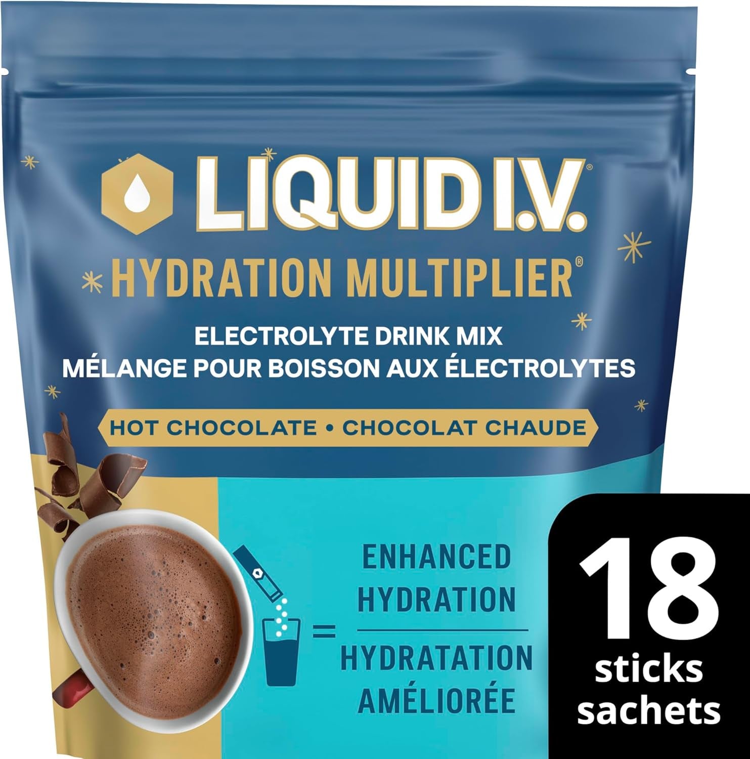 Hydration Multiplier Electrolyte Drink Mix, Hot Chocolate Limited Edition Electrolyte Powder Drink Mix, 18 Servings (1 Pack)