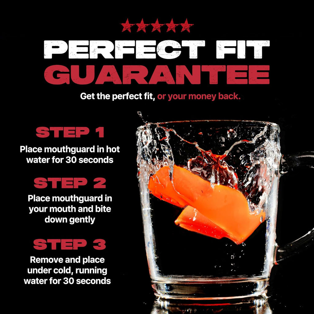 Mouthguard Strapless Slim Fit, Adults and Junior with Case for Boxing, Basketball, Football, MMA, Martial Arts, Hockey and All Contact Sports (Adults (12+ Years), Orange)