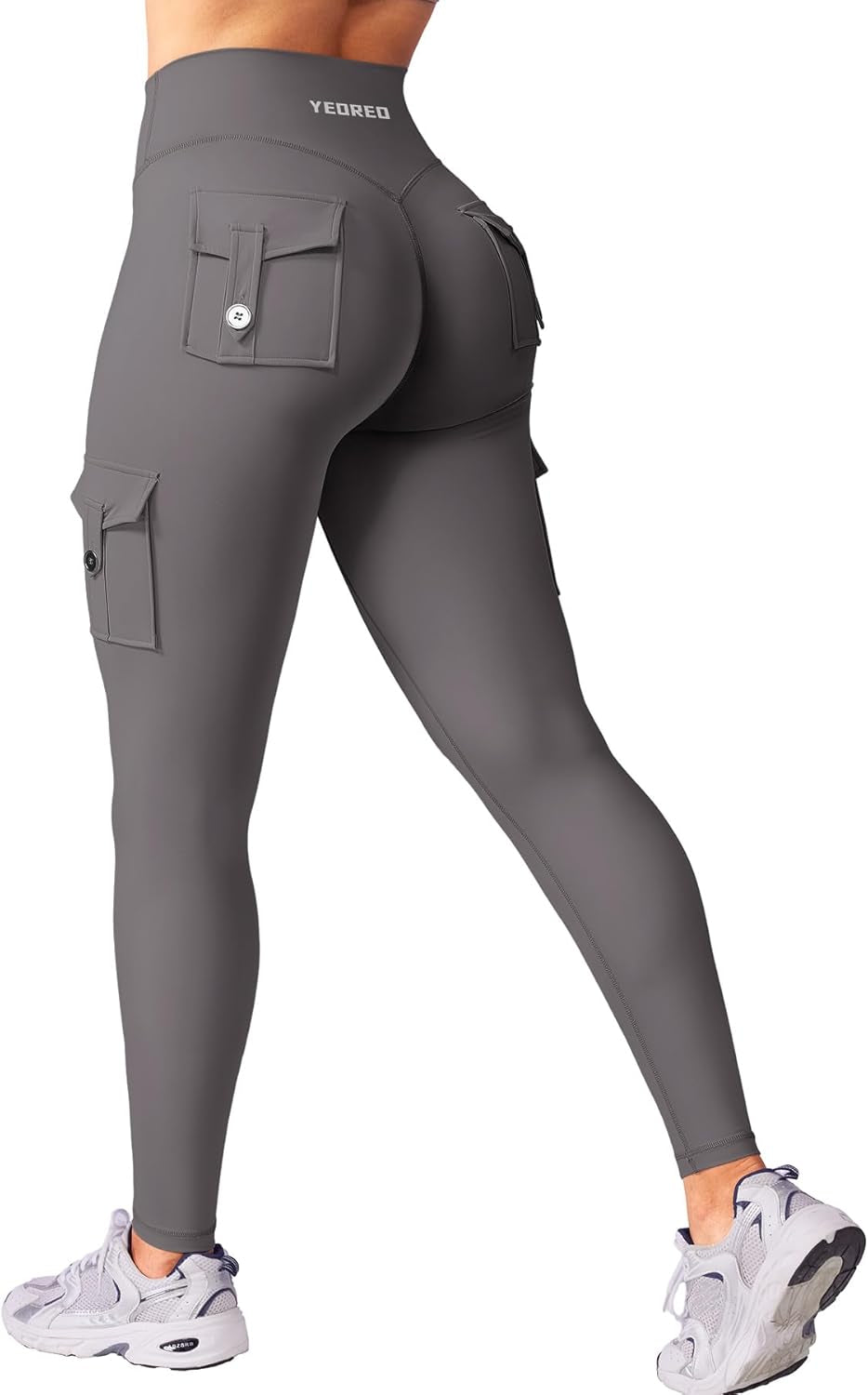 Workout Cargo Leggings with Pockets for Women No Front Seam Hidden Scrunch Hedda Leggings Compression Gym Yoga Pants