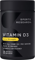 ® Vitamin D3 2500 IU with Coconut MCT Oil - High Potency Vitamin D Supplement for Immune & Bone Support - Non-Gmo Verified, Gluten & Soy Free – 62.5Mcg, 360 Liquid Softgels