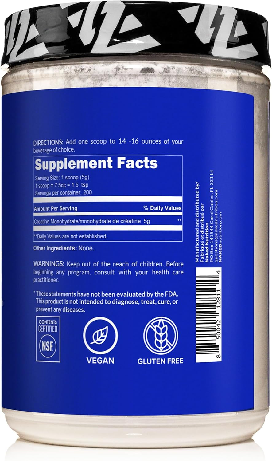 Pure Micronized Creatine Monohydrate – 200 Servings, 1,000G Bulk – Vegan, Non-Gmo, Gluten & Soy Free - Muscle Building, Strength Training, Gym & Fitness Supplement