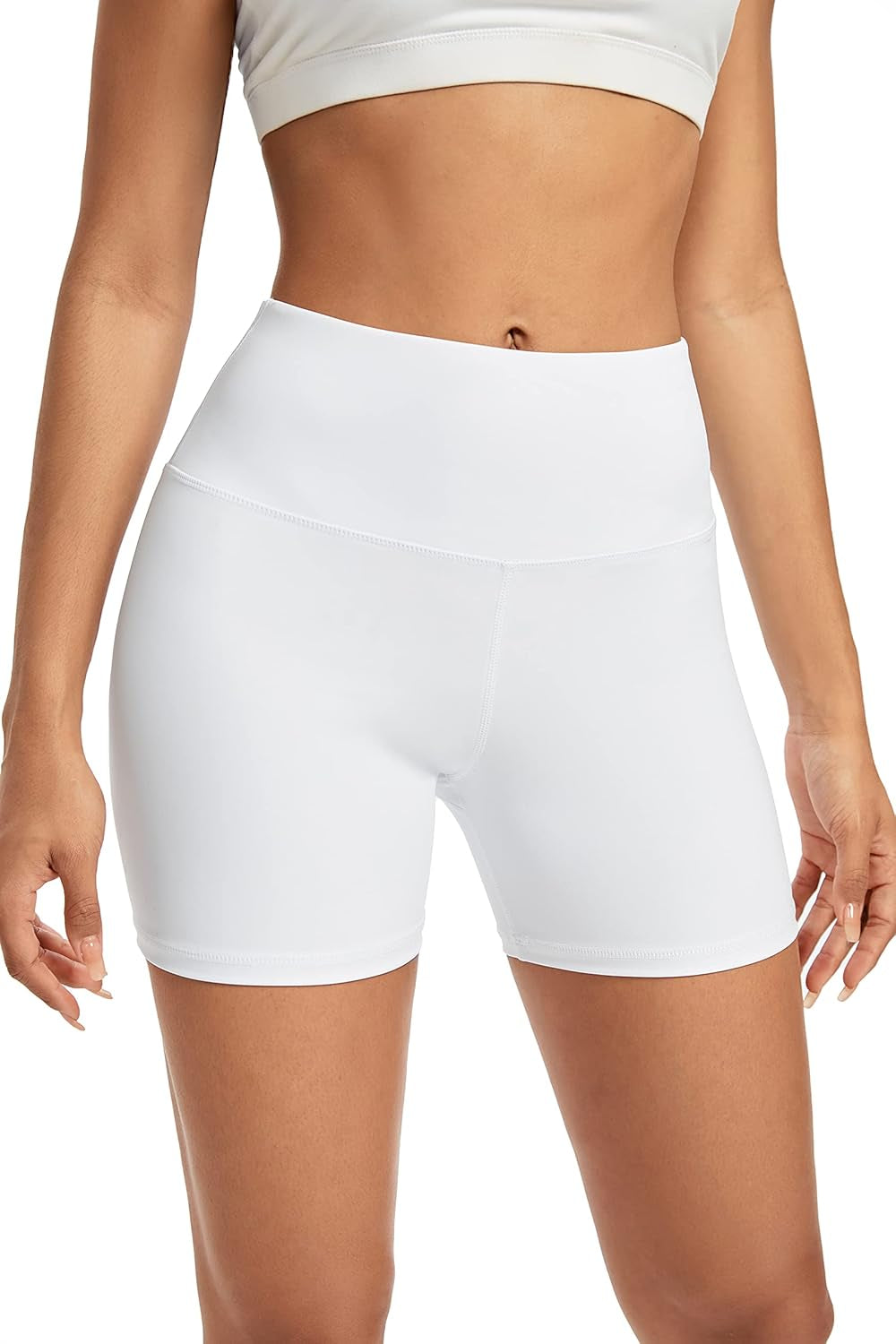 Biker Shorts Women High Waist Yoga Shorts with Pockets Non See-Through Workout Running Shorts