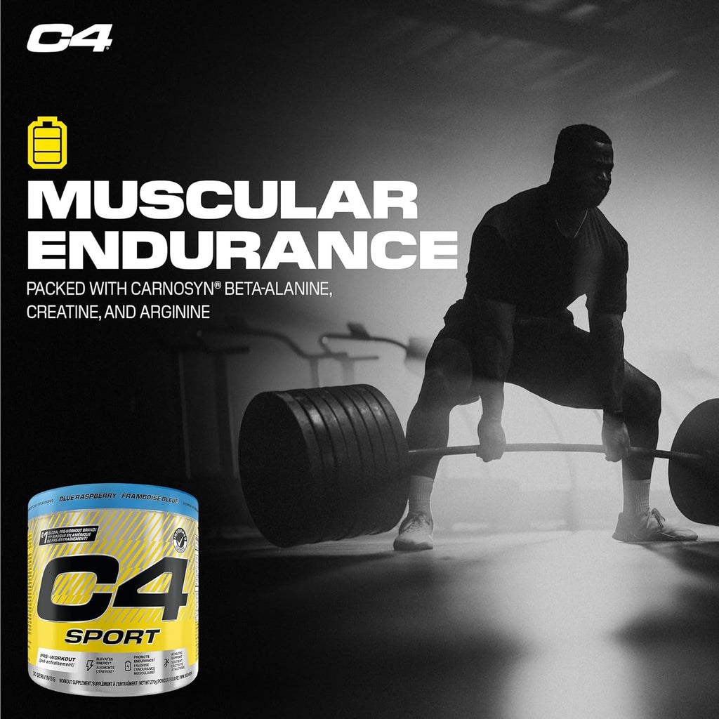 C4 Sport Pre Workout Powder - Preworkout Energy with Creatine, Beta-Alanine, and 135Mg Caffeine - NSF Certified for Sport - Blue Raspberry, 30 Servings