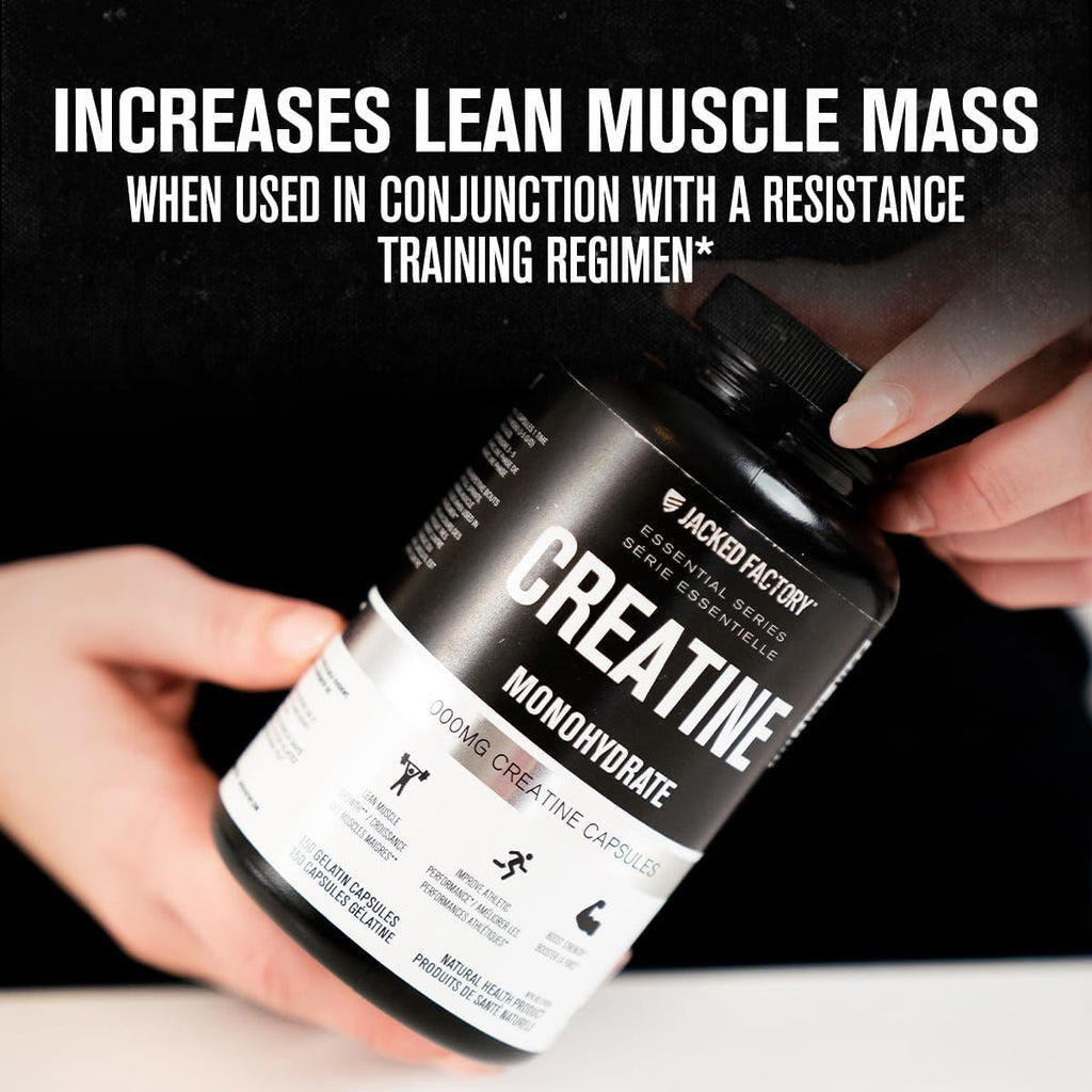 Creatine Monohydrate Capsules - Canadian-Owned Supplement for Muscle Growth, Increased Strength, Enhanced Energy Output, and Improved Athletic Performance - 150 Pills