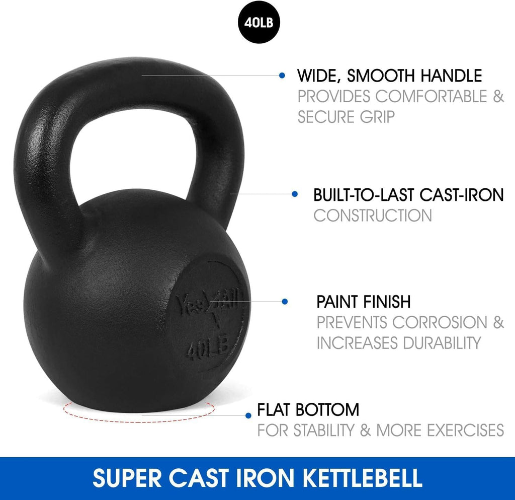 5-50 Lbs Cast Iron Kettlebell for Dumbbell Weights Exercises, Gym, Full Body Home Workout Equipment, Push Up, Grip and Strength Training