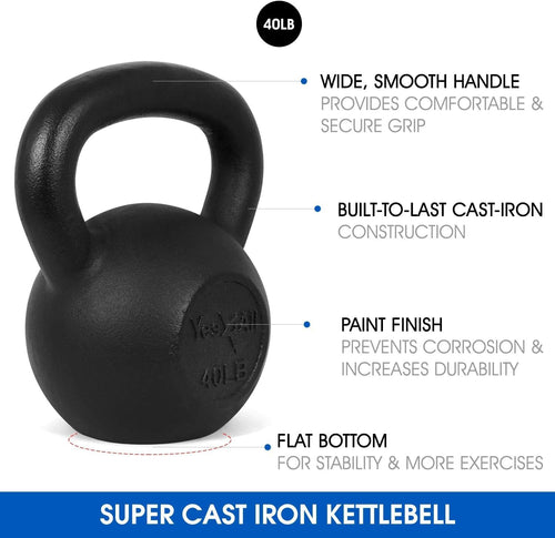 5-50 Lbs Cast Iron Kettlebell for Dumbbell Weights Exercises, Gym, Full Body Home Workout Equipment, Push Up, Grip and Strength Training