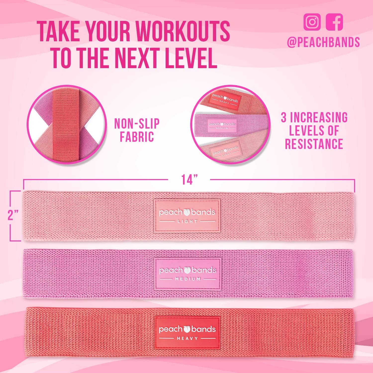Hip Band Set - Fabric Booty Resistance Bands for Leg and Butt Workouts