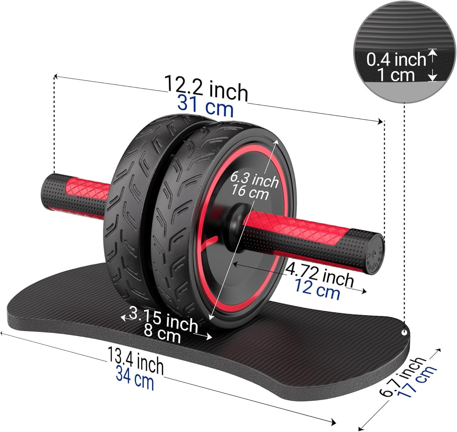 Ab Roller Wheel with Knee Pad Abdominal Exercise for Home Gym Fitness Equipment
